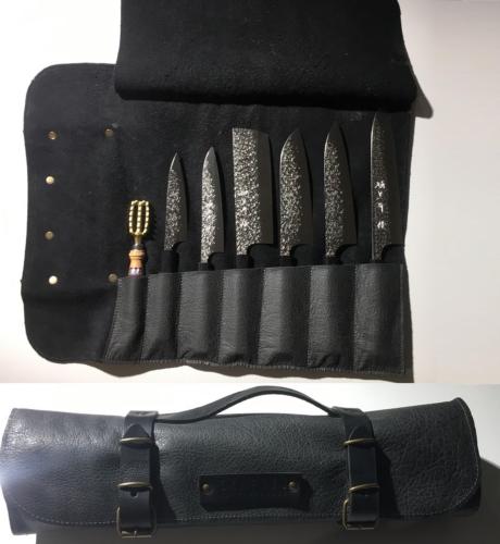 Mallette de rangement  en cuir Crafted 7 couteaux japonais - coloris noir
