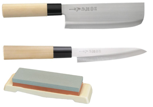Set de 2 couteaux japonais Jaku Tradition forme vegan et pierre