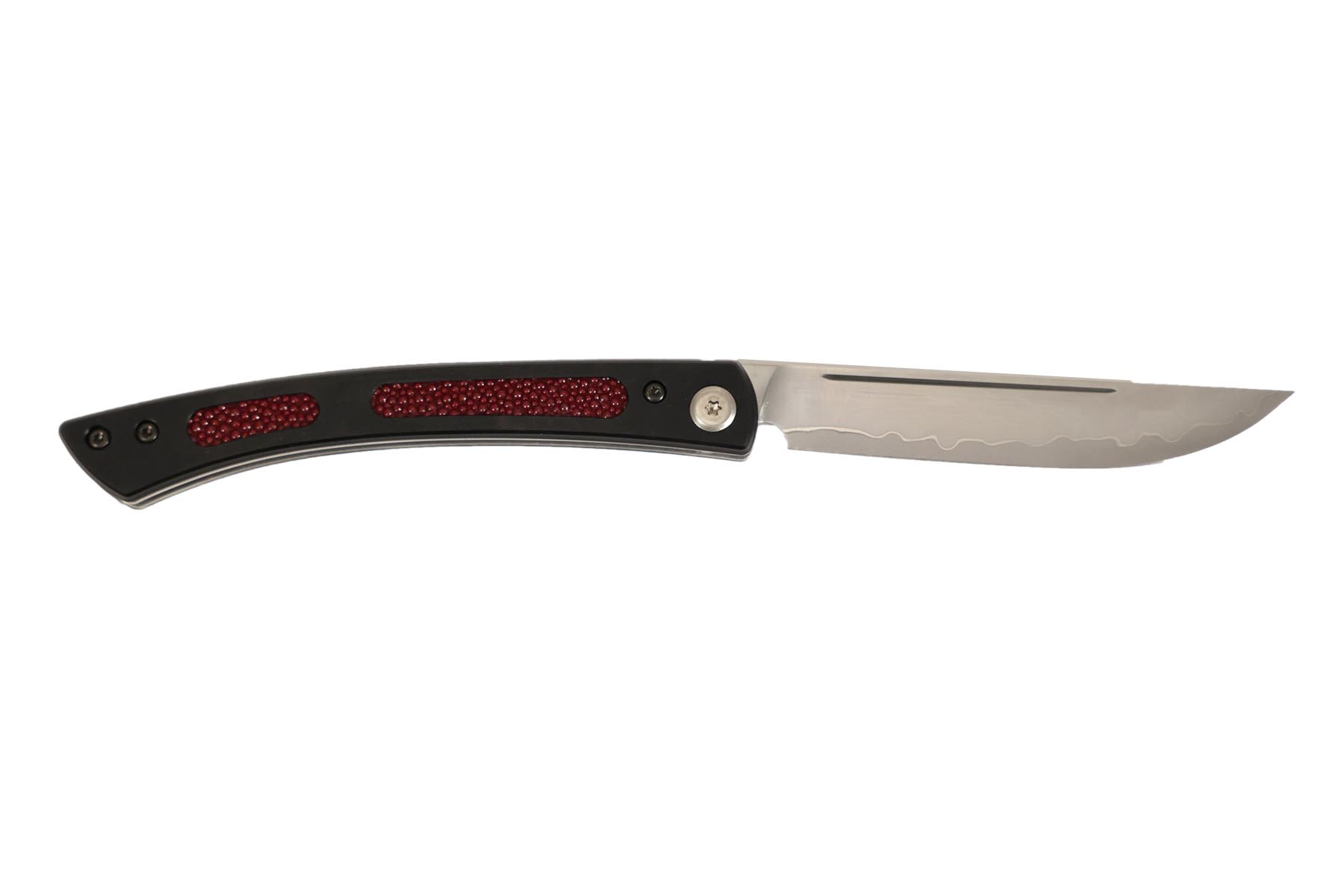 Couteau japonais pliant Mcusta "steak folding knife" Édition limitée - Galuchat rouge