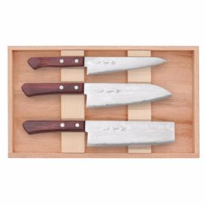 COFFRET DE 3 COUTEAUX ARTISANAUX SHIGEKI GAMME REDWOOD