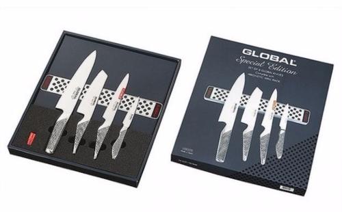SET DE 4 COUTEAUX DE CUISINE JAPONAIS GLOBAL + BARRE MAGNÉTIQUE