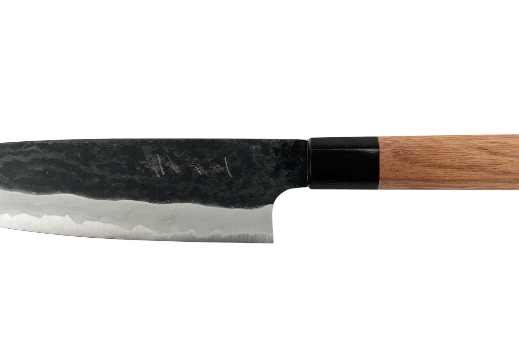 Couteau japonais artisanal Shiro Kamo brut de forge - Couteau bunka 16,5 cm