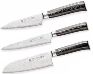 Set de 3 couteaux japonais Tamahagane Kyoto - forme japonaise
