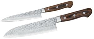 Set de 2 couteaux japonais artisanaux Musakichi - VG10 Damas