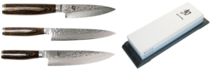 SET DE 3 COUTEAUX JAPONAIS KAI SHUN PREMIER "FORME EUROPÉENNE" ET PIERRE