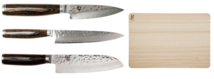 Set de 3 couteaux japonais Kai Shun Premier "Forme japonaise" et planche