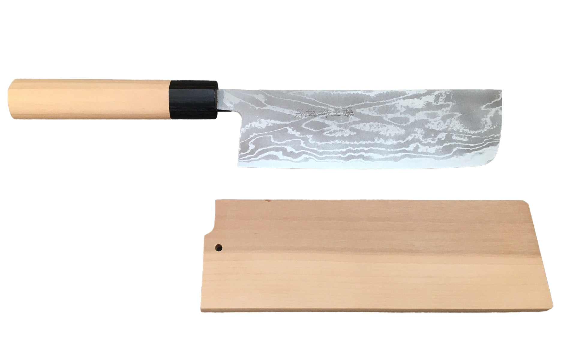 Couteau japonais artisanal Ryuzo Zayashi Nakiri 16,5 cm + Saya en bois