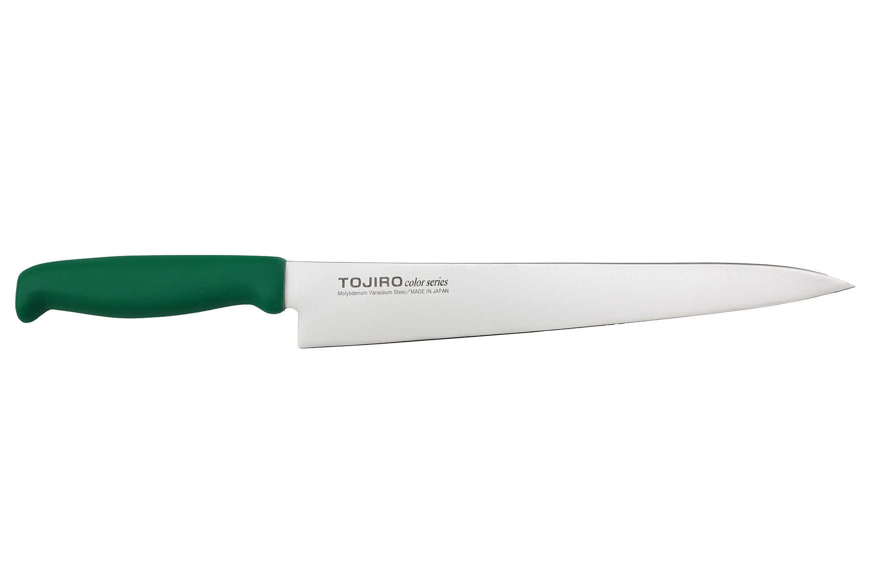 Couteau japonais Tojiro Color vert - Couteau trancheur 27 cm