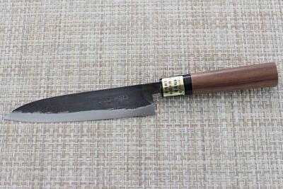CH002 - Couteau Japonais Santoku Zenpou noir - Lame de 18cm en acier au  carbone Aogami Super