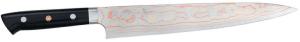 Couteau artisanal "Rainbow Damascus" de Takeshi Saji - Sujihiki 270 mm