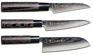 SET DE 3 COUTEAUX JAPONAIS TOJIRO SHIPPU BLACK "FORME JAPONAISE"