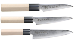 Set de 3 couteaux japonais Tojiro Shippu Damas "Forme européenne"