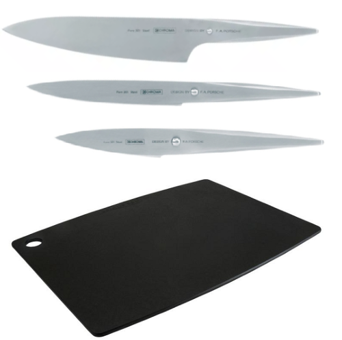 SET DE 3 COUTEAUX JAPONAIS CHROMA TYPE 301 DESIGN BY F.A. PORSCHE "FORME EUROPÉENNE" PLANCHE