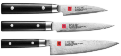 Set de 3 couteaux japonais Kasumi damas "forme européenne"
