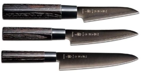Set de 3 couteaux japonais Zen Black Tojiro forme européenne