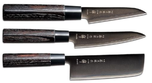 Set de 3 couteaux japonais Zen Black Tojiro forme vegan