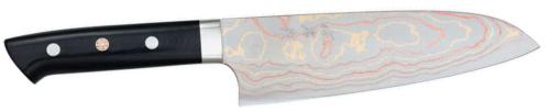 Couteau artisanal "Rainbow Damascus" de Takeshi Saji - Santoku 180 mm