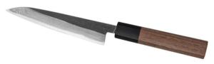 Couteau japonais artisanal Kamo finition "brut de forge" Damas - Petty 135 mm