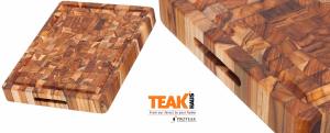 PLANCHE A DÉCOUPER EN TECK 40 x 30,5 x 5 CM + RIGOLE