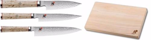 Set de 3 couteaux japonais Miyabi 5000MCD forme européenne + planche à découper Miyabi