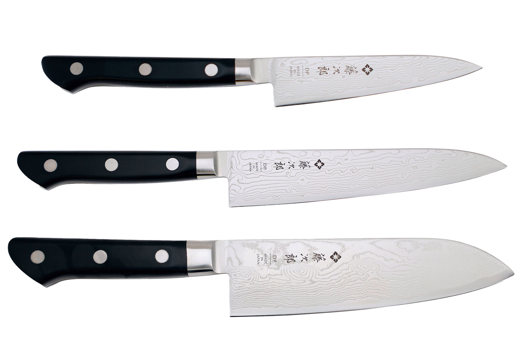Set de 3 couteaux japonais Tojiro Damascus Pro SGPS - forme japonaise
