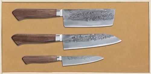 Coffret de 3 couteaux japonais Arata Tadafusa - Office/Santoku/Nakiri