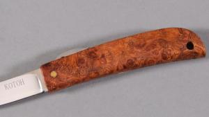 Couteau pliant japonais Higonokami de Junpei Makkari loupe d'amboine - 6 cm - 19