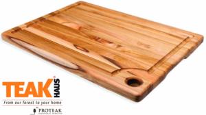 Planche à découper en teck 45,5 x 35,5 x 2 cm + rigole