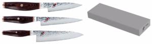 Set de 3 couteaux japonais Miyabi 6000MCT forme européenne + pierre à aiguiser Miyabi