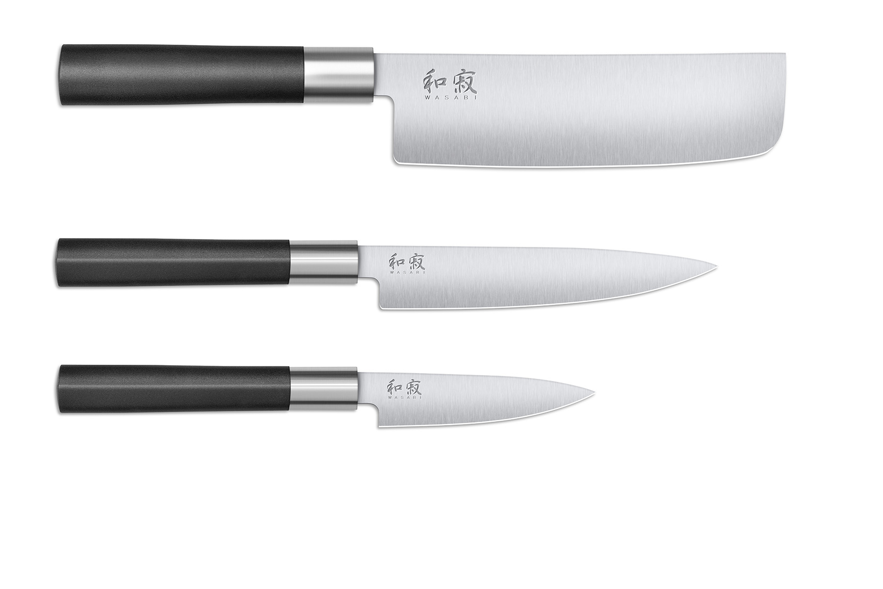 Set de 3 couteaux japonais Kai Wasabi Black - Type vegan