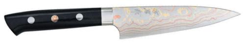 Couteau artisanal "Rainbow Damascus" de Takeshi Saji - Petty 130 mm