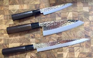 Set de 3 couteaux japonais Jaku Hammered spécial poisson