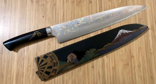 Couteaux en acier carbone Takeshi Saji Rainbow Damascus