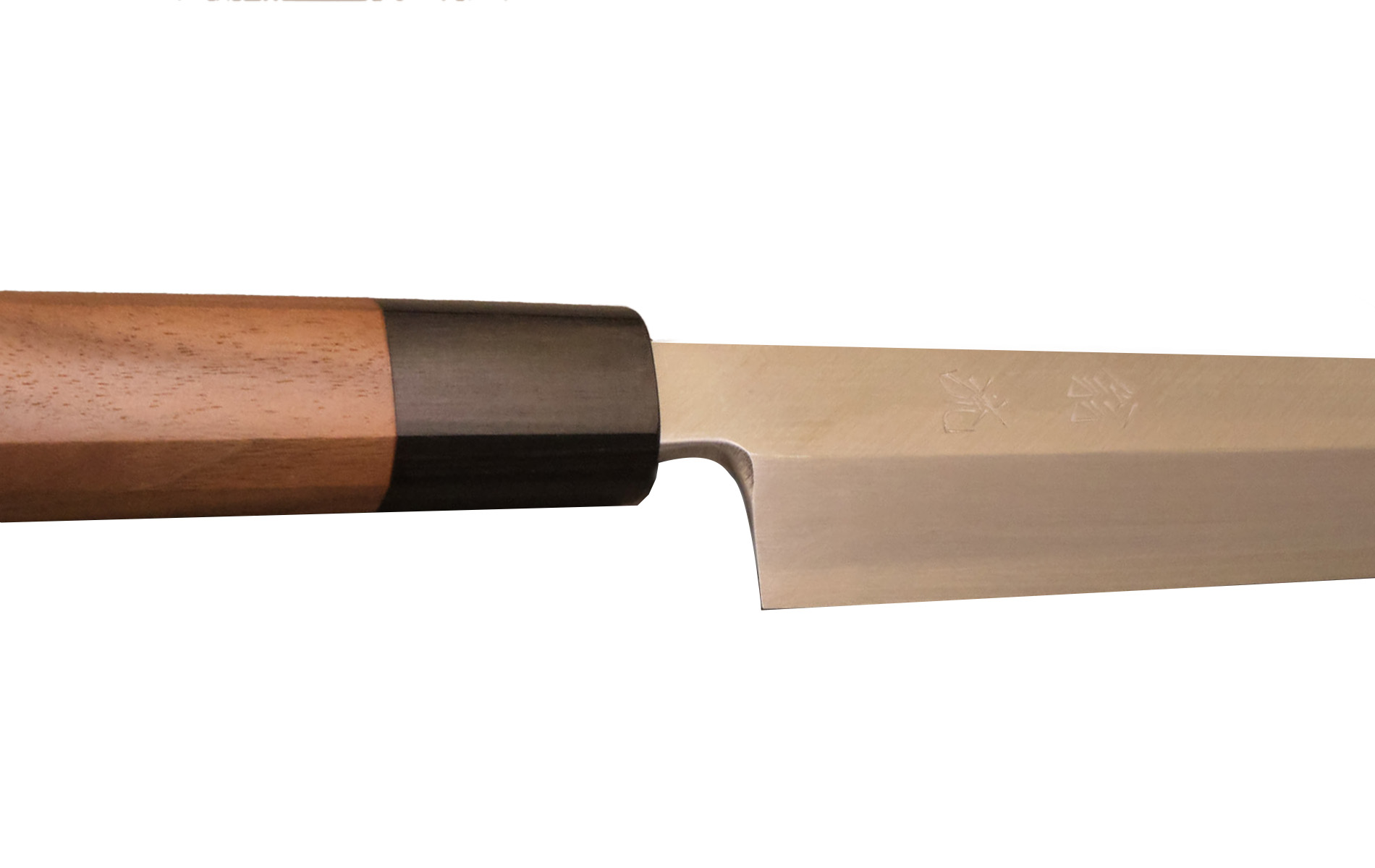 Couteau japonais artisanal Fukui Oul Ginsan noyer - Couteau yanagiba 24 cm