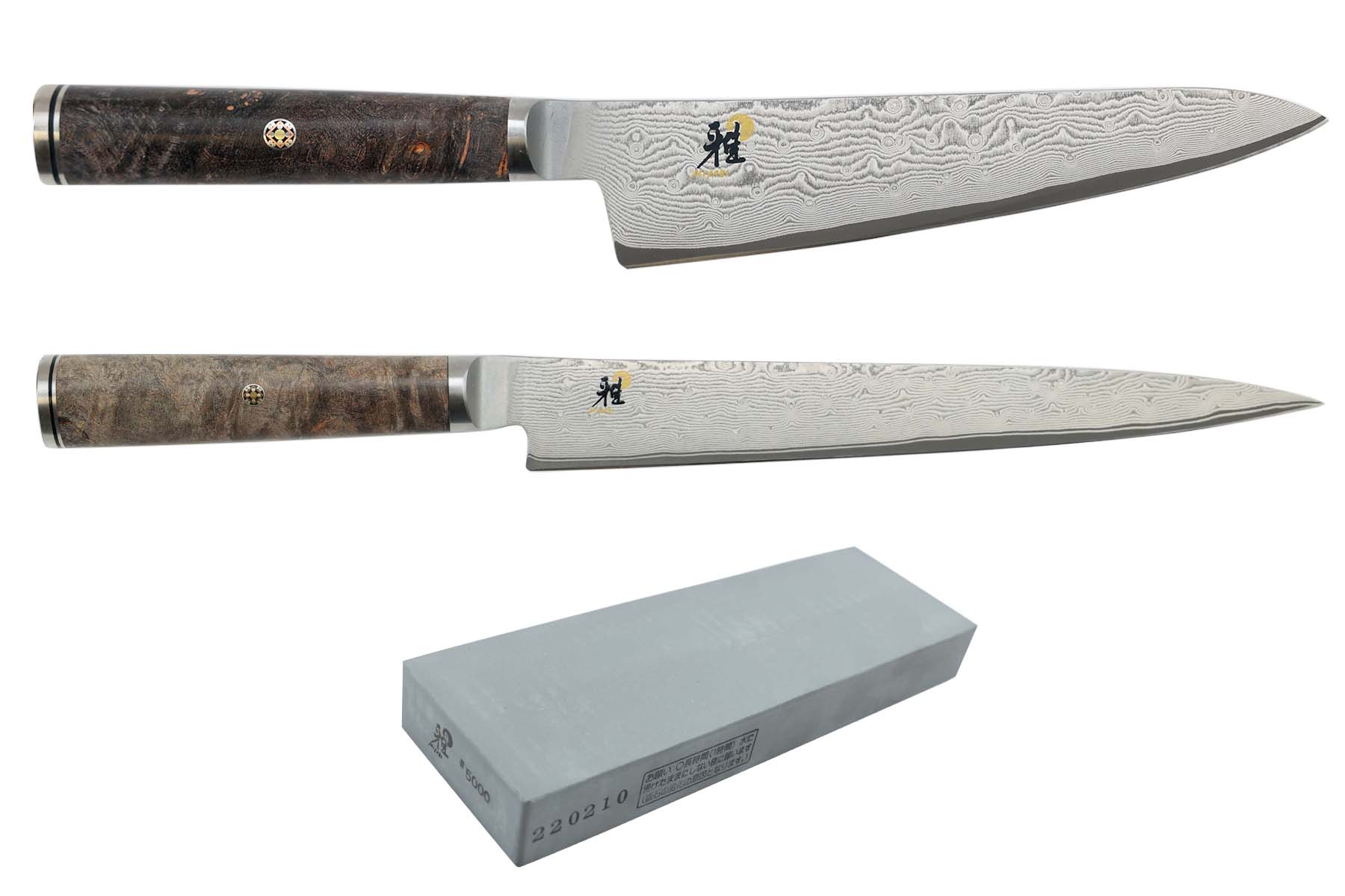 Set de 2 couteaux japonais Miyabi 5000MCD67 Utilitaire + Sujihiki + Pierre à affûter Miyabi