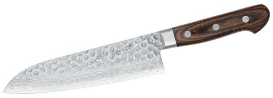 COUTEAU JAPONAIS ARTISANAL MUSAKICHI SANTOKU 185 MM - VG10 DAMAS