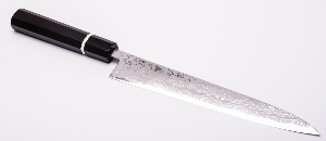 COUTEAU JAPONAIS TOJIRO HANDMADE AOGAMI SUPER DAMAS - SUJIHIKI 26.5 CM
