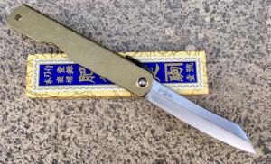 Couteau pliant japonais Higonokami - manche 10 cm laiton doré