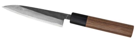 COUTEAU JAPONAIS ARTISANAL KAMO FINITION "BRUT DE FORGE" DAMAS - PETTY 120 MM