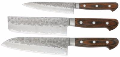 SET DE 3 COUTEAUX JAPONAIS ARTISANAUX MUSAKICHI