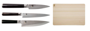 Set de 3 couteaux japonais Kai Shun Classic damas forme européenne + planche à découper Kai