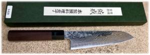 COUTEAU ARTISANAL JAPONAIS SUKENARI - SANTOKU 195 MM SG-2 DAMAS