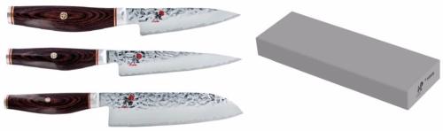 Set de 3 couteaux japonais Miyabi 6000MCT forme japonaise + Pierre à aiguiser Miyabi