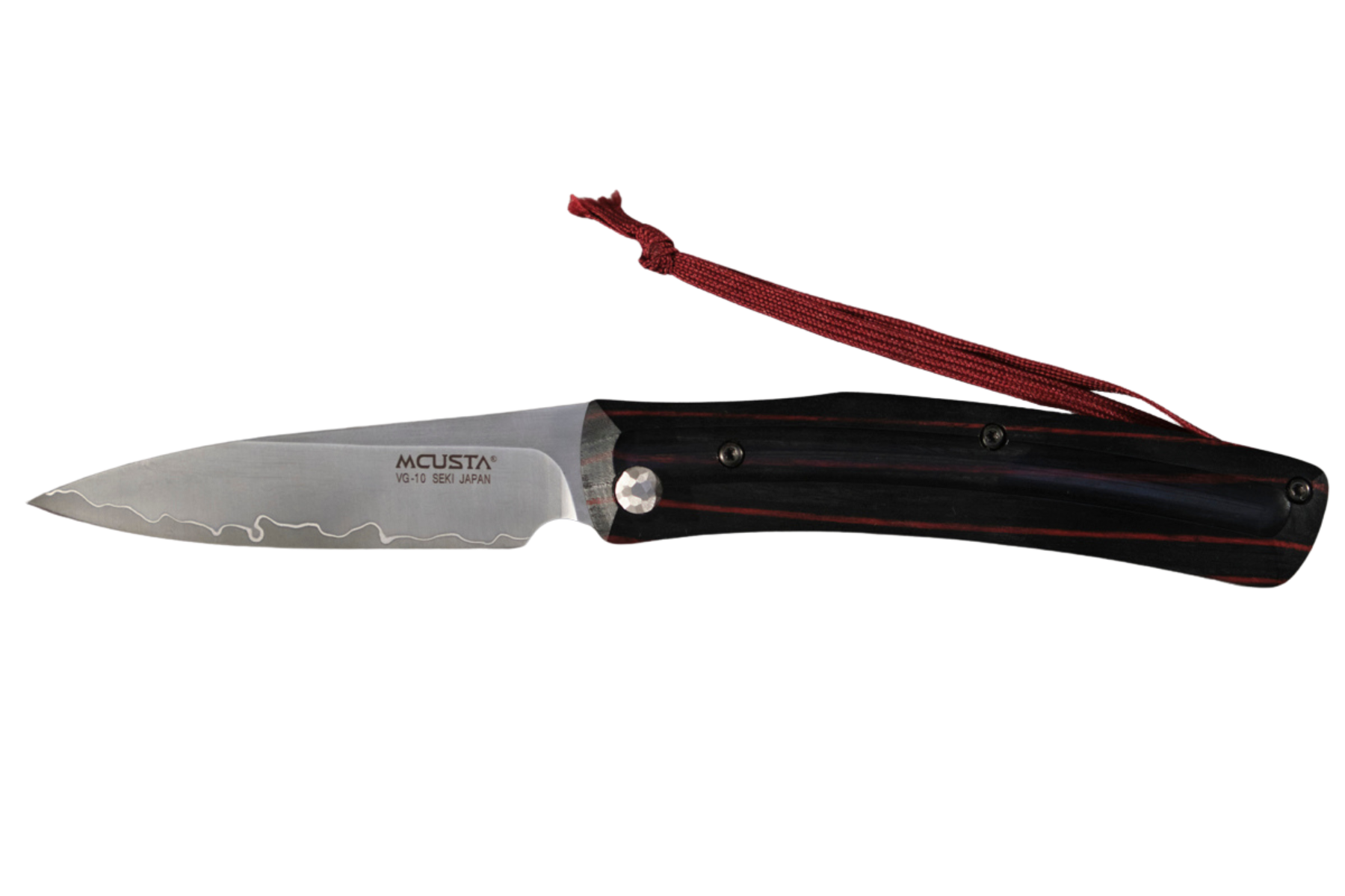 Couteau japonais Mcusta Higonokami - manche 11 cm stamina noir et rainures rouges
