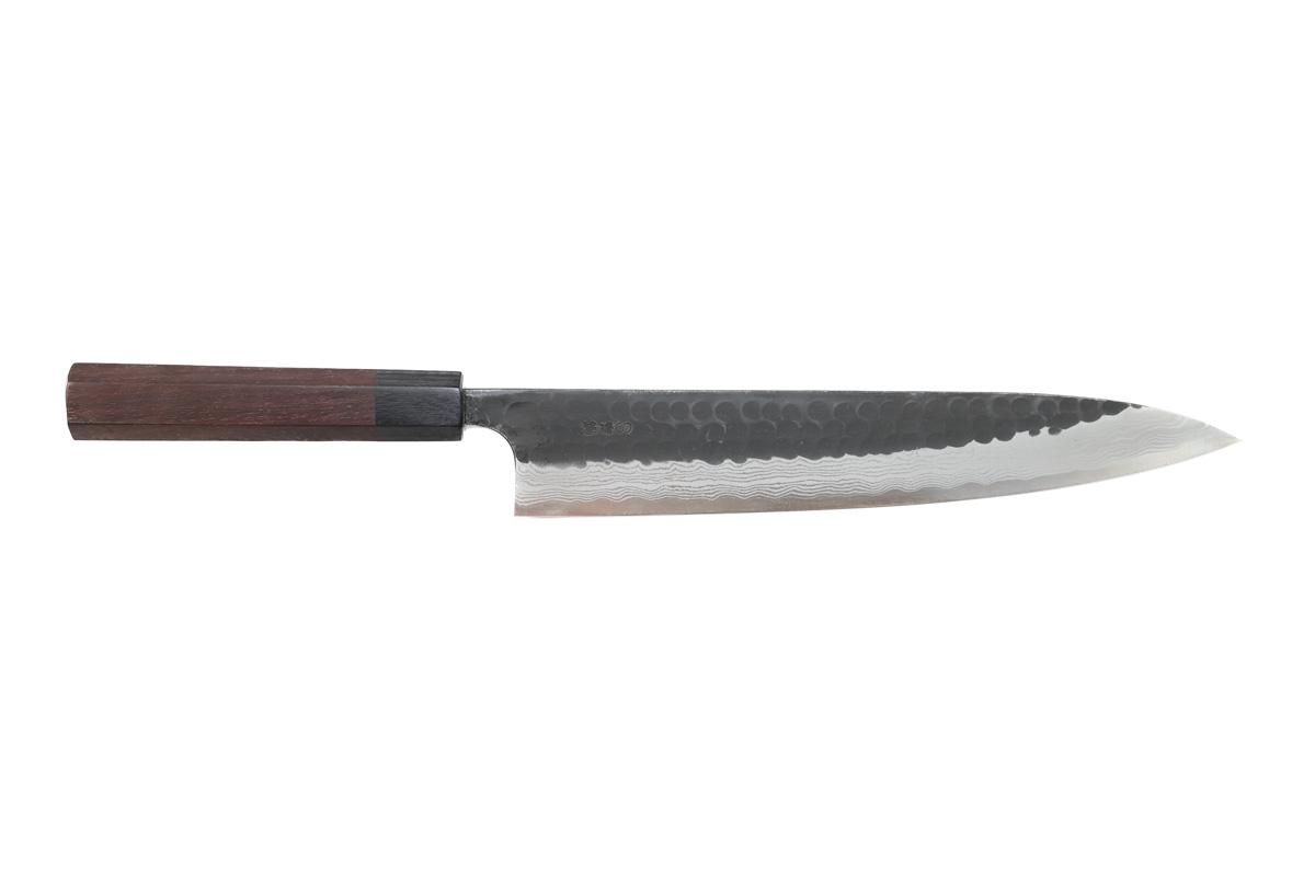 Couteau japonais artisanal de Masashi Yamamoto - Couteau sujihiki 24 cm damas