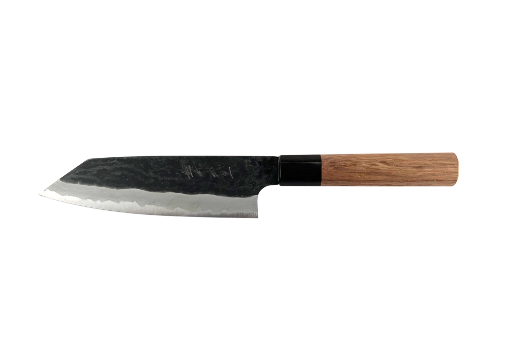 Couteau japonais artisanal Shiro Kamo brut de forge - Couteau bunka 16,5 cm