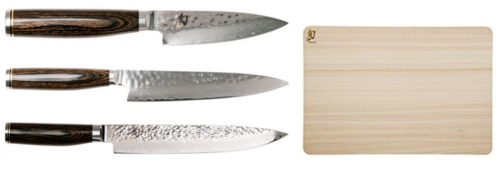 Set de 3 couteaux japonais Kai Shun Premier "Spécial poisson" et planche