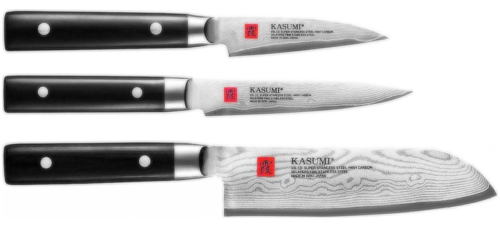 Set de 3 couteaux japonais Kasumi damas "forme japonaise"