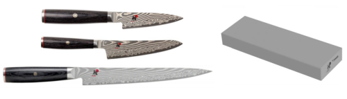 Set de 3 couteaux japonais Miyabi 5000FCD spécial poisson + pierre à aiguiser Miyabi