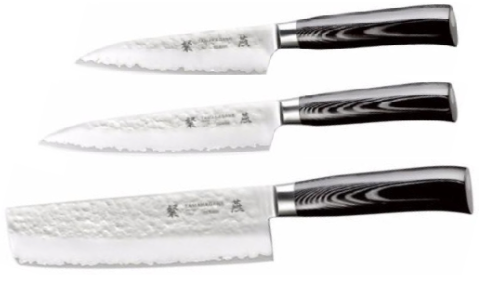 Set de 3 couteaux japonais Tamahagane Tsubame Hammered - Forme vegan